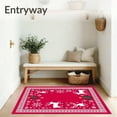 thumbnail image 3 of ODIKA 2'x3' Machine Washable Non-Slip Area Rug, Enchanted Yuletide Woodland with Prancing Elk and Sparkling Snow High Traffic Rug with Pad, Red, 733088, 3 of 8
