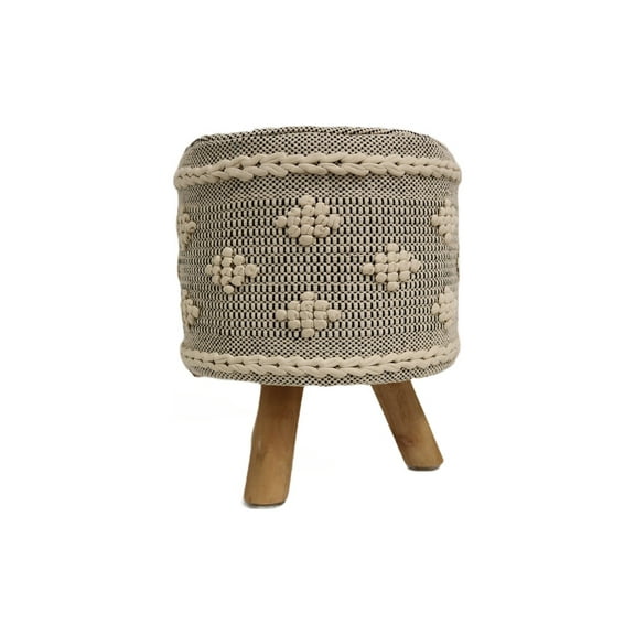 Home&Manor Chamonix Cotton Round Stool