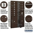 thumbnail image 2 of Salsbury Industries 4C Horizontal Mailbox 14-Door High Unit (51.5"), Double Column, 14 MB1 Doors, 2 PL6'S, Aluminum, Front Load, Private Access, 2 of 5