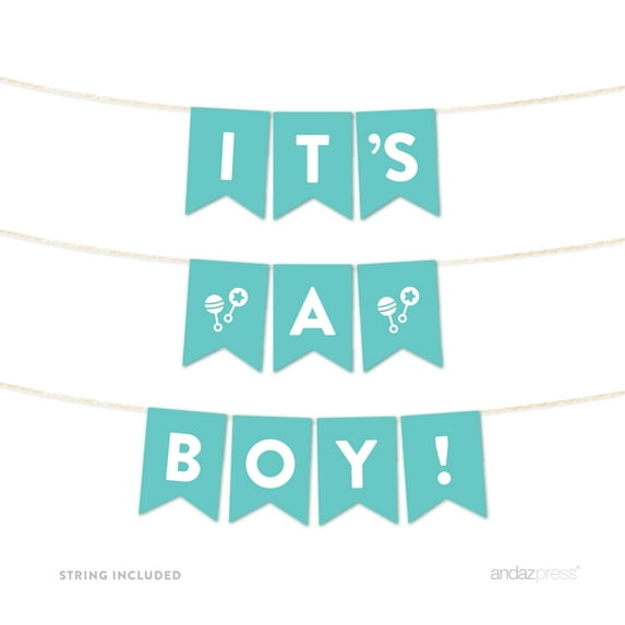 It's A Boy! Diamond Blue Boy Baby Shower Hanging Pennant Garland Party Banner