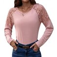 thumbnail image 3 of Blusa informal, camisa de manga larga para mujer, cuello redondo, manga larga, túnica con cuello redondo, elegante y moderna, 3 of 7