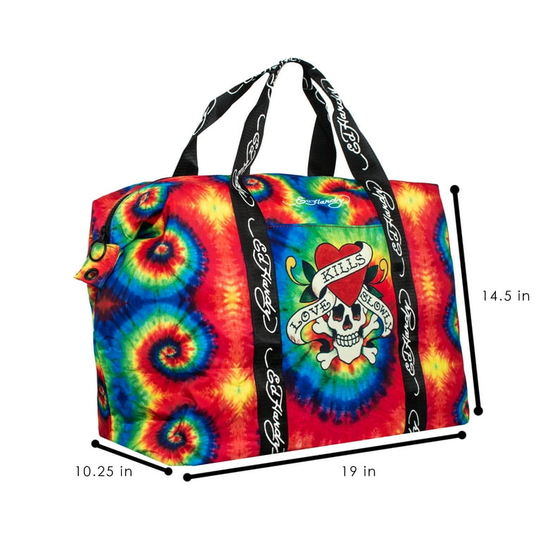 Ed Hardy Unisex Black/Rainbow Skull Tatoo Print Nylon Duffle Ed Hardy Unisex Black/Rainbow Skull Tatoo Print Nylon Duffle