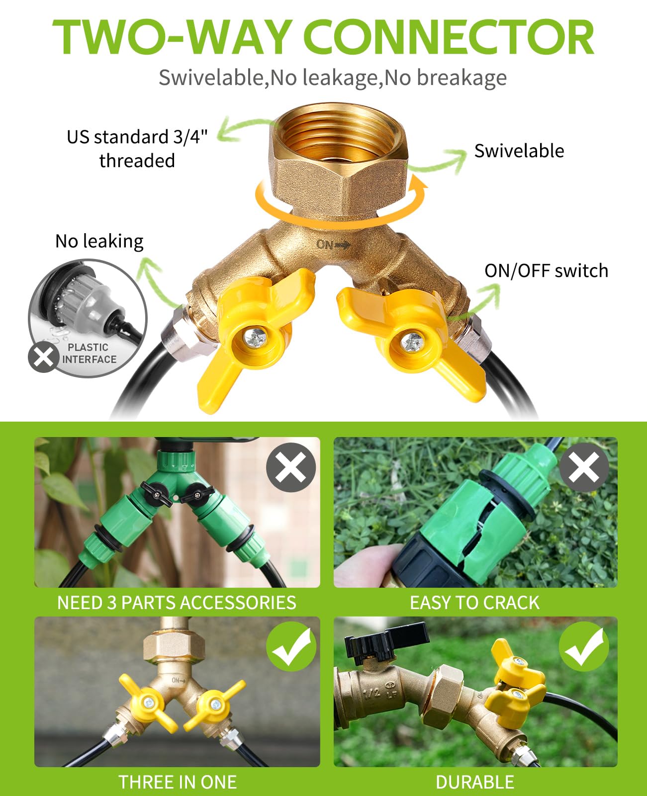 50/ 100ft Drip Irrigation Kit Plant Watering System 8x5mm Blank Distribution Tubing DIY Automatic Irrigation Equipment Set for Garden Greenhouse Flower Bed Patio Lawn