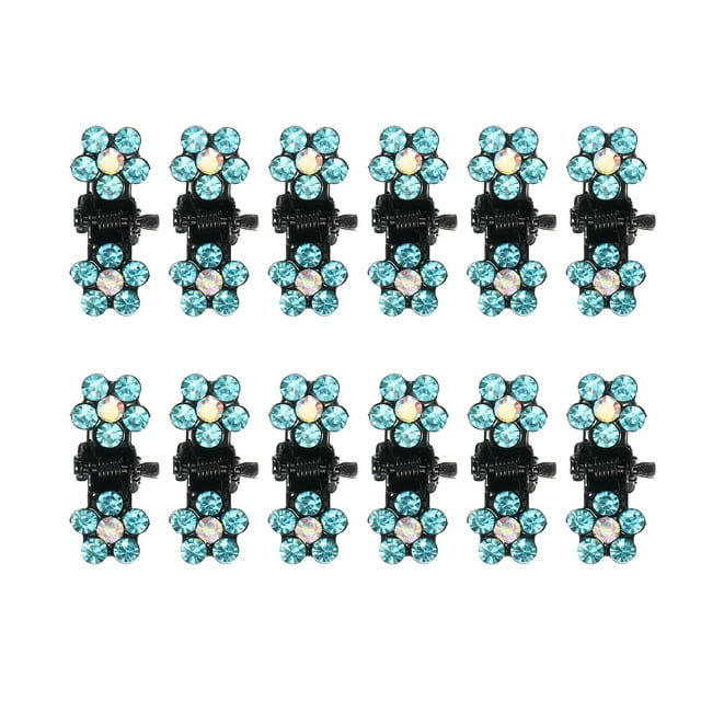 Unique Bargains 12 Pcs Mini Pinces à Cheveux Petites Pinces à Cheveux en Strass Pinces à Cheveux en Métal Petites Pinces à Cheveux pour Femmes et Filles Bleu