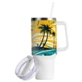thumbnail image 2 of Surfers Beach Trees Waves 40 oz Tumbler with Handle Insulated&nbsp;Travel Mug&nbsp;Lid Straw Leak Proof Steel Vacuum Water Bottles Glasses Fits in Car Cup Holder, 2 of 7