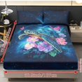 thumbnail image 4 of Jiueut Turtle Galaxy Pattern Bed Sheet Set, Butterfly Peony Flower 3 Pieces King Size Fitted Sheet with 9.8" Deep Pocket 2 Wrinkle Free Pillow Cover Bedroom Decoration with Elastic Band, 4 of 7