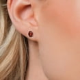 thumbnail image 3 of Gem Stone King 14K White Gold Red Garnet Double Notch Stud Earrings | 1.74 Cttw | Gemstone January Birthstone | Oval 7X5MM | Gold Earrings for Women Men, 3 of 6