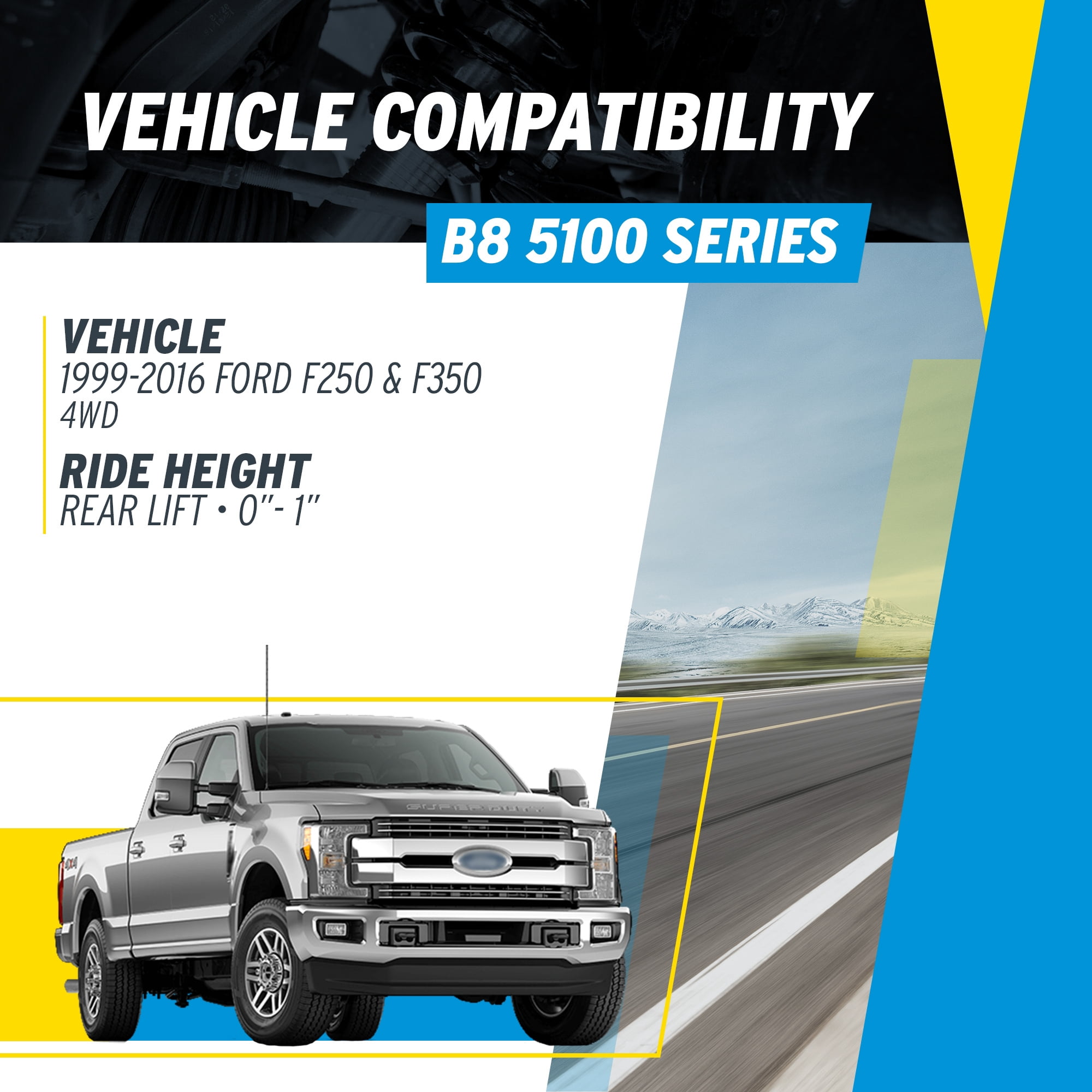 Bilstein Pair of Rear B8 5100 Series Shocks Compatible with 1999-2016 F250/F350 4WD with 0-1" Rear Lift