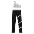 thumbnail image 4 of Hansber Kids Girls Gymnastics Outfit One Shoulder Tank Sleeveless Crop Tops with Stripes Pants Ice Silver 6, 4 of 5