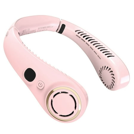 

PRINxy LED Digital Display USB Fan Silent Sports Portable Leaf Less Electric Fan for Women Men Kids Indoor Outdoor Office Traveling Pink