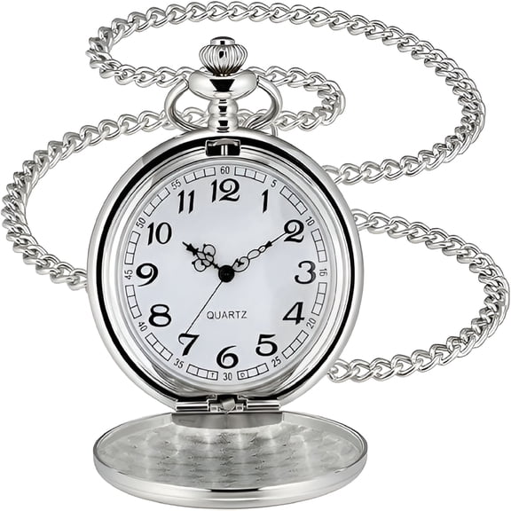 DESIGNICE Smooth Vintage Pocket Watch with Chain