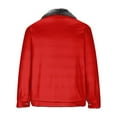thumbnail image 3 of LISTHA Mens Fuzzy Sherpa Jacket Long Sleeve Fleece Zip Up Coat Winter Warm Puffer Jacket Windbreaker Varsity Coat Hooded Red 5XL, 3 of 3