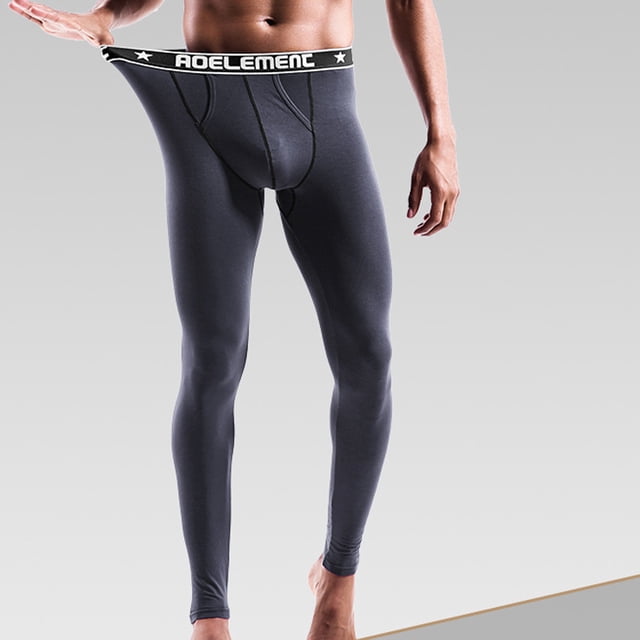 Mikilon Men Solid Casual Tight Base High Waist Breathable Keep Warm Ankle-Length Pants