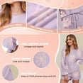 thumbnail image 5 of Avidlove Knit Pajama Set for Women Long Sleeve Floral Tops and Shorts Lounge Set with Pocket 2 Piece Matching Outfits Casual Sweater Sets Sleepwear, 5 of 8