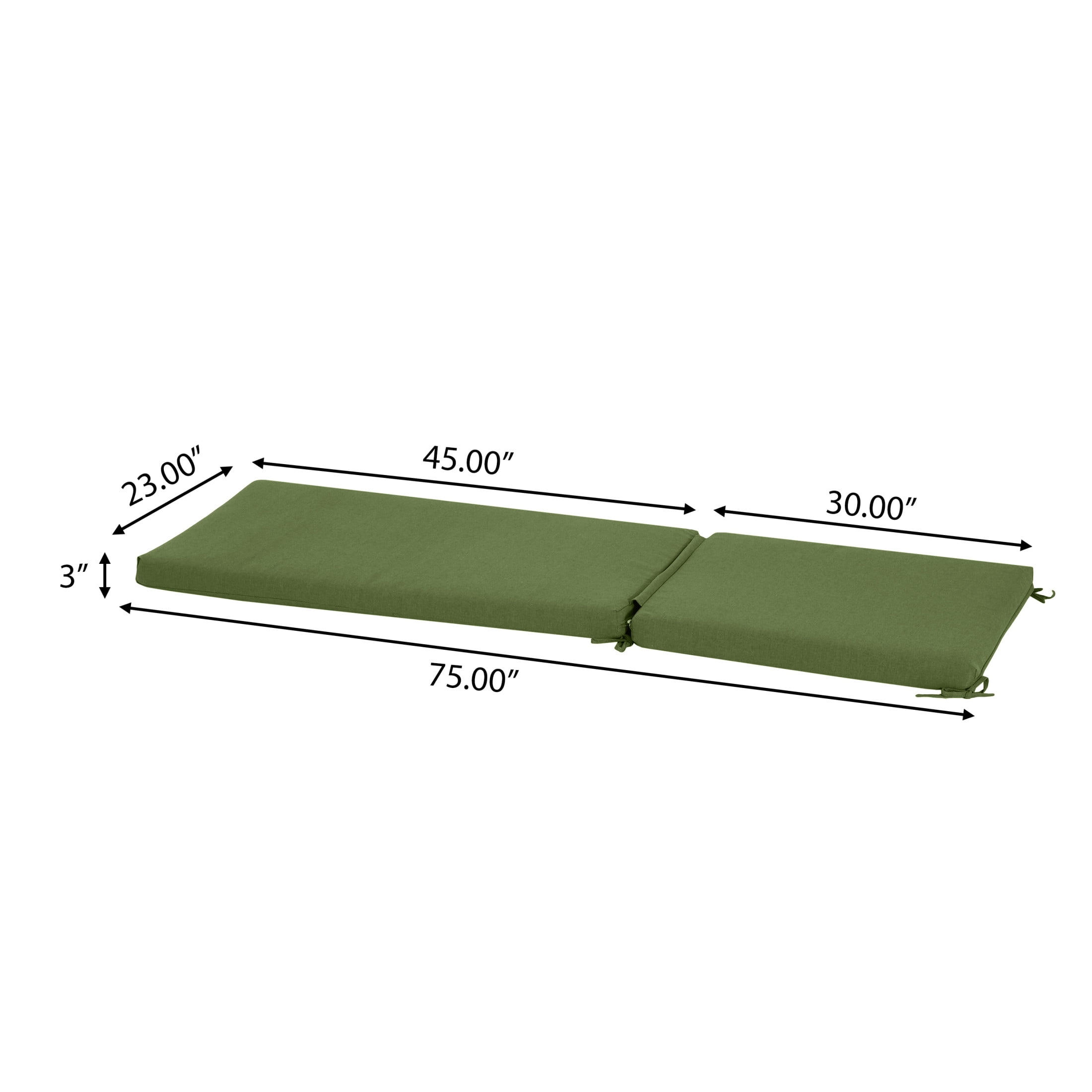 Christopher Knight Home Outdoor Chaise Lounge Cushion, 75"x 23"x 3", Green