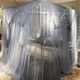 thumbnail image 2 of 4 Corners Post Canopy Bed Curtain for Girls & Adults - Royal Luxurious Cozy Drape Netting - Cute Princess Bedroom Decoration (Gray-Blue, Full/Queen), 2 of 5