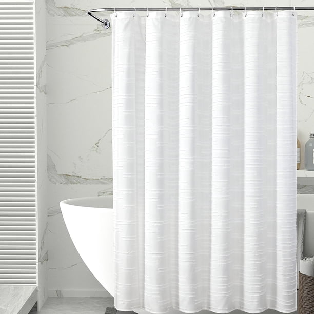 Cortina de Ducha con Ganchos: Cortina de Baño de Tela con Cintura Pesada, Resistente Al Moho y los Hongos, 72" x 72"