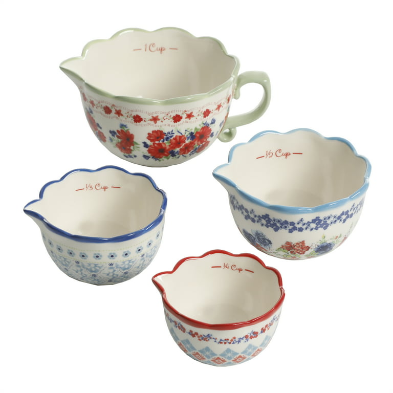 Floral Stoneware Measuring Cups