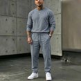 thumbnail image 4 of Dpjklzsn Men's Linen Shirt and Pants Set, Long Sleeve Crewneck Resort Outfit with Drawstring Pants, 4 of 6
