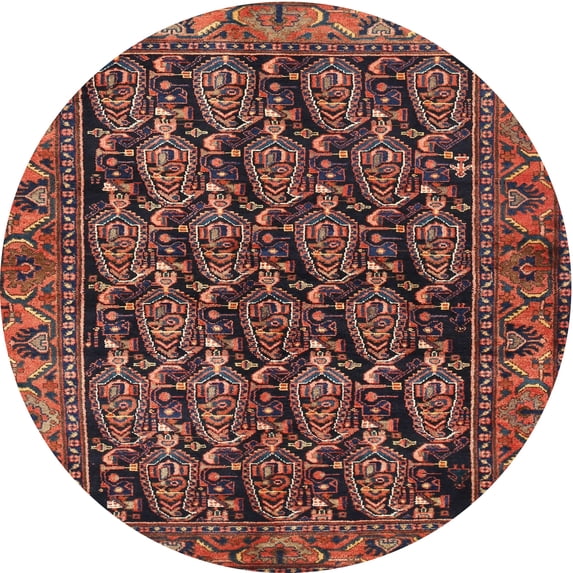 Ahgly Company Indoor Round Traditional Rust Pink Persian Area Rugs, 4' Round