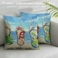 thumbnail image 3 of PRATYUS  Flip Flop Beach Summer Throw Pillow Cover, Sea Welcome Cushion Case Decoration for Sofa Couch Holiday Seasonal Home Decor 12x12in, 3 of 5