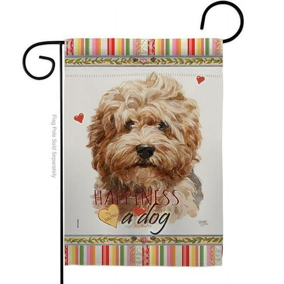 Breeze Decor G160187-BO 13 x 18.5 in. Dog Shaggy Havanese Happiness Double-Sided Decorative Vertical Garden Flag