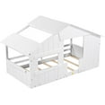 thumbnail image 4 of Twin Size Wooden House Bed with Roof, Window and Guardrail,Twin House-Shaped Platform Bed with Roof for Girls Boys, 4 of 8