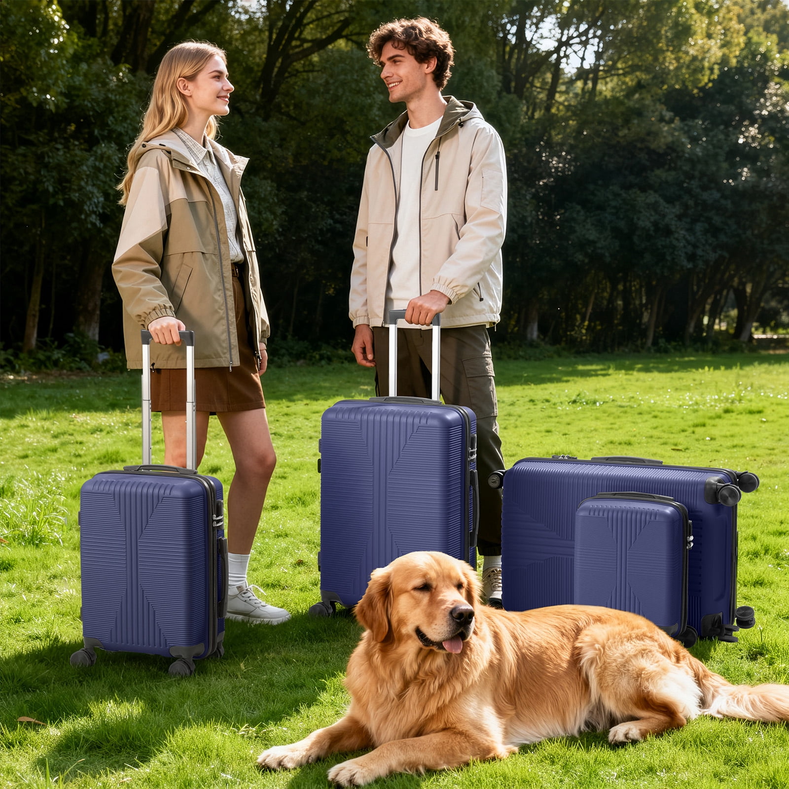 Ktaxon 4-Piece Luggage Set Hardshell Lightweight ABS Carry On Suitcase 360° Spinner Wheels Blue