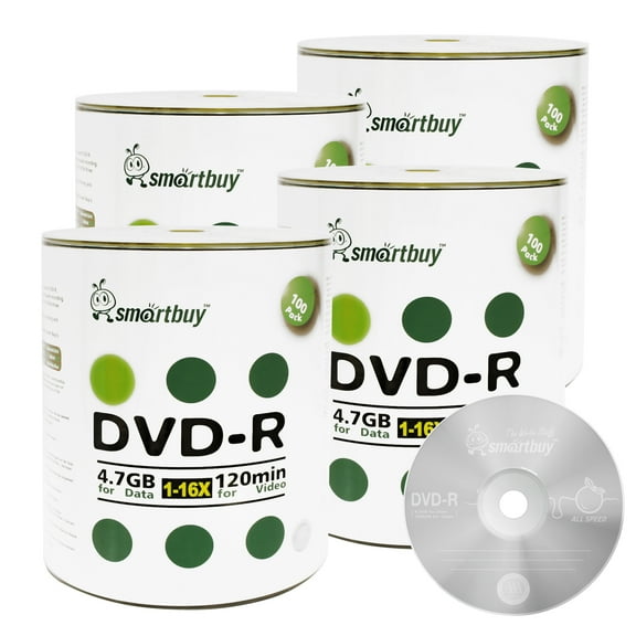 400 Pack Smartbuy 16X DVD-R 4.7GB 120Min Logo (Non-Printable) Data Blank Media Recordable Disc