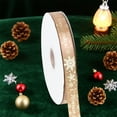 thumbnail image 5 of Hot Stamp Christmas Ribbon Polyester Gift Wrap Band - Gold Foil Holiday Decoration Craft Ribbon 8-Color Bulk Pack​(Khaki), 5 of 6