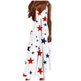 thumbnail image 2 of Vetsdori Fourth of July Maxi Dress for Women Red White and Blue Tank Slip Dress Backless Party Summer,Star Print V-Neck Womens Dress Ankle Length, 2 of 8