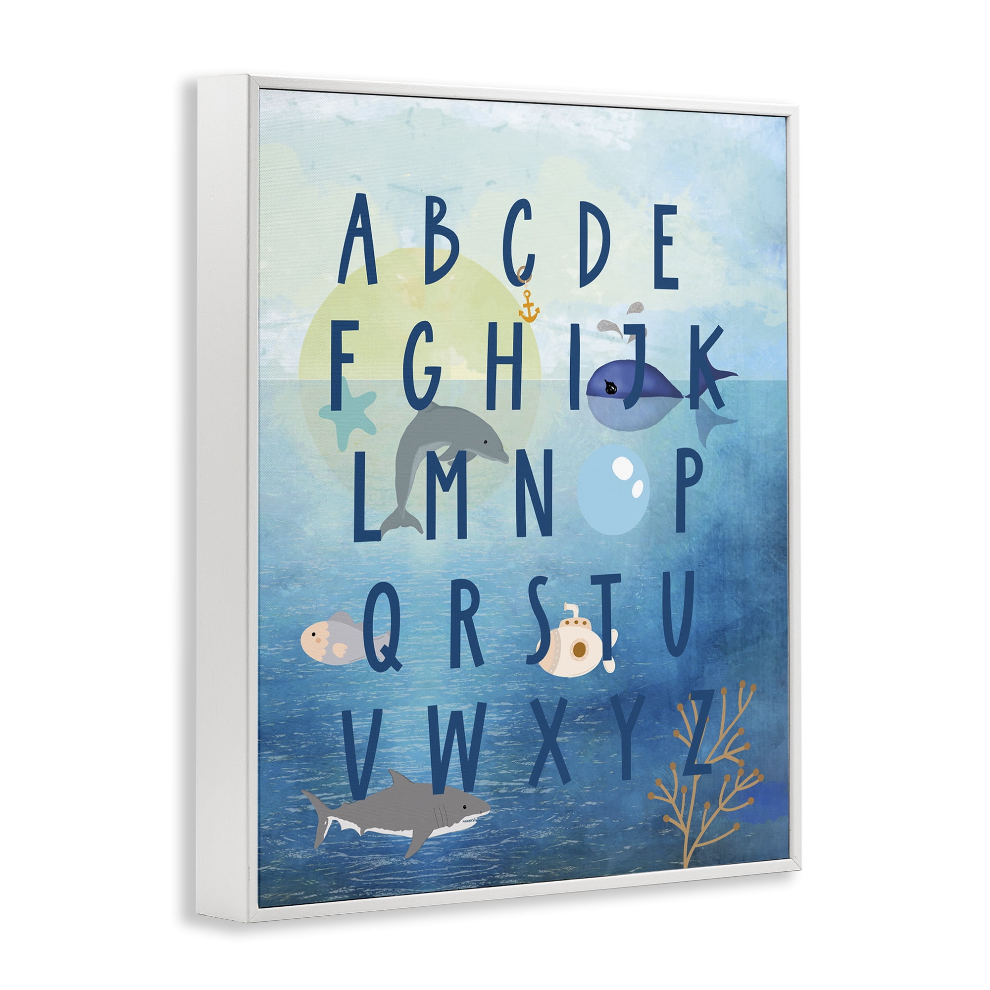Stupell Industries Sea Creatures Alphabet Animals & Insects Painting White Framed Art Print Wall Art, 24 x 30