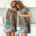 thumbnail image 4 of Lsque Starry Sky Cloud Fox Pattern Nightgowns for Women Sleep Shirts Short Sleeve Nightshirt Pullover Nightdress Soft Sleepwear Relaxed Fit Nightdress, 4 of 6