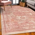 thumbnail image 3 of Floral Decorative Rug, Vintage Look Abstract Swirling Branches Mandala Inspired Ethnic Ornaments Design, Quality Carpet for Bedroom Dorm and Living Room, 6 Sizes, Salmon Ivory, by Ambesonne, 3 of 4