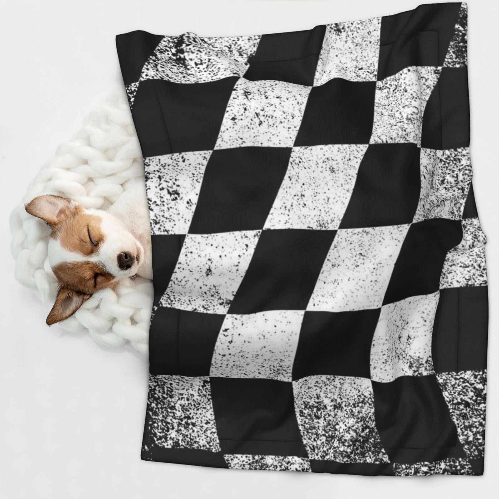 Checkered Flag Dog Blanket Soft Warm Flannel Cat Blanket Great Pet Throw for Cats Puppy Small Medium Large Dog