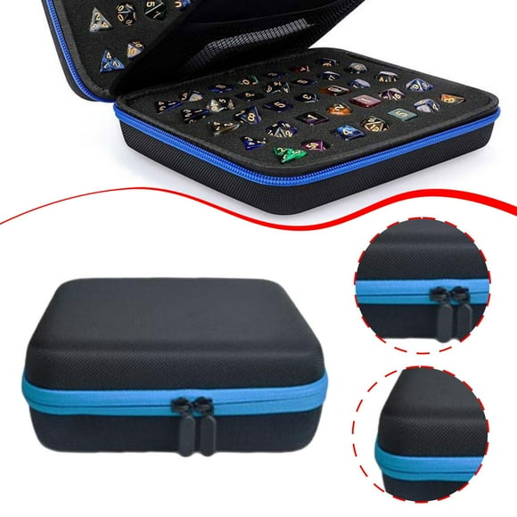 Bolsa para dados, estuche para dados, organizador portátil con asa, accesorios, capacidad para 70 dados poliédricos, caja de almacenamiento multiusos Azul