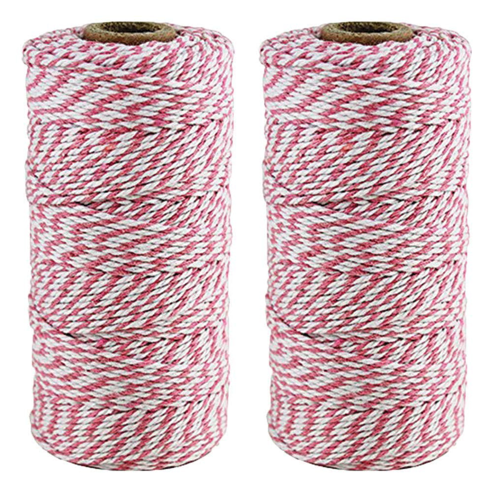 Just Artifacts ECO Bakers Twine 110-Yards 12Ply Striped Bubblegum Pink Decorative Bakers Twine for DIY Crafts and Gift Wrapping 