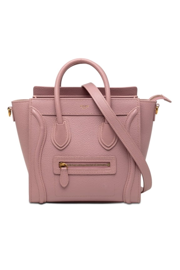 Pre-Owned Celine Luggage Nano Shopper Handbag/Shoulder Bag, 2-Way, Pink Leather, Women's CELINE