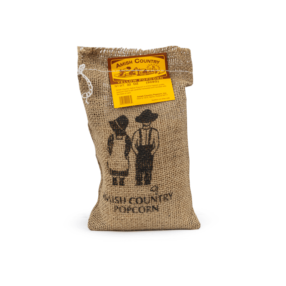 2lb Burlap Bag of Medium Yellow Popcorn Packed and Grown in USA