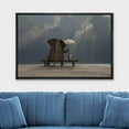 thumbnail image 2 of wall26 - Framed Canvas Prints Wall Art - Elephant and Dog Sit Under The Rain | Modern Wall Decor/Home Decoration Stretched Gallery Canvas Wrap Giclee Print. Ready to Hang - 16&quot;x24&quot; Black, 2 of 5