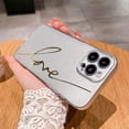thumbnail image 3 of Compatible with iPhone 14 Pro Max Case Cute, Glitter Bling Plating Letter Love Pattern Phone Case for iPhone 14 Pro Max 6.7'' Camera Protective Back Cover for Women Girl-Silver, 3 of 12