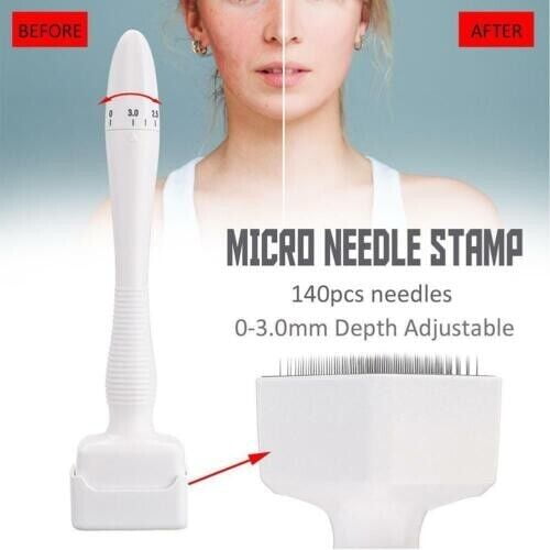 Adjustable Derma Stamp, Derma Roller, Titanium 140 Micro Needles 0.20-3.0