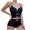 Black, variant on SwiftWear Chic Women’s Solid Black Cami Top & Elastic Waist Shorts Pajama Set - Soft Sleepwear Chic Design with Delicate Bow Details,Perfect Summer Pajama Set