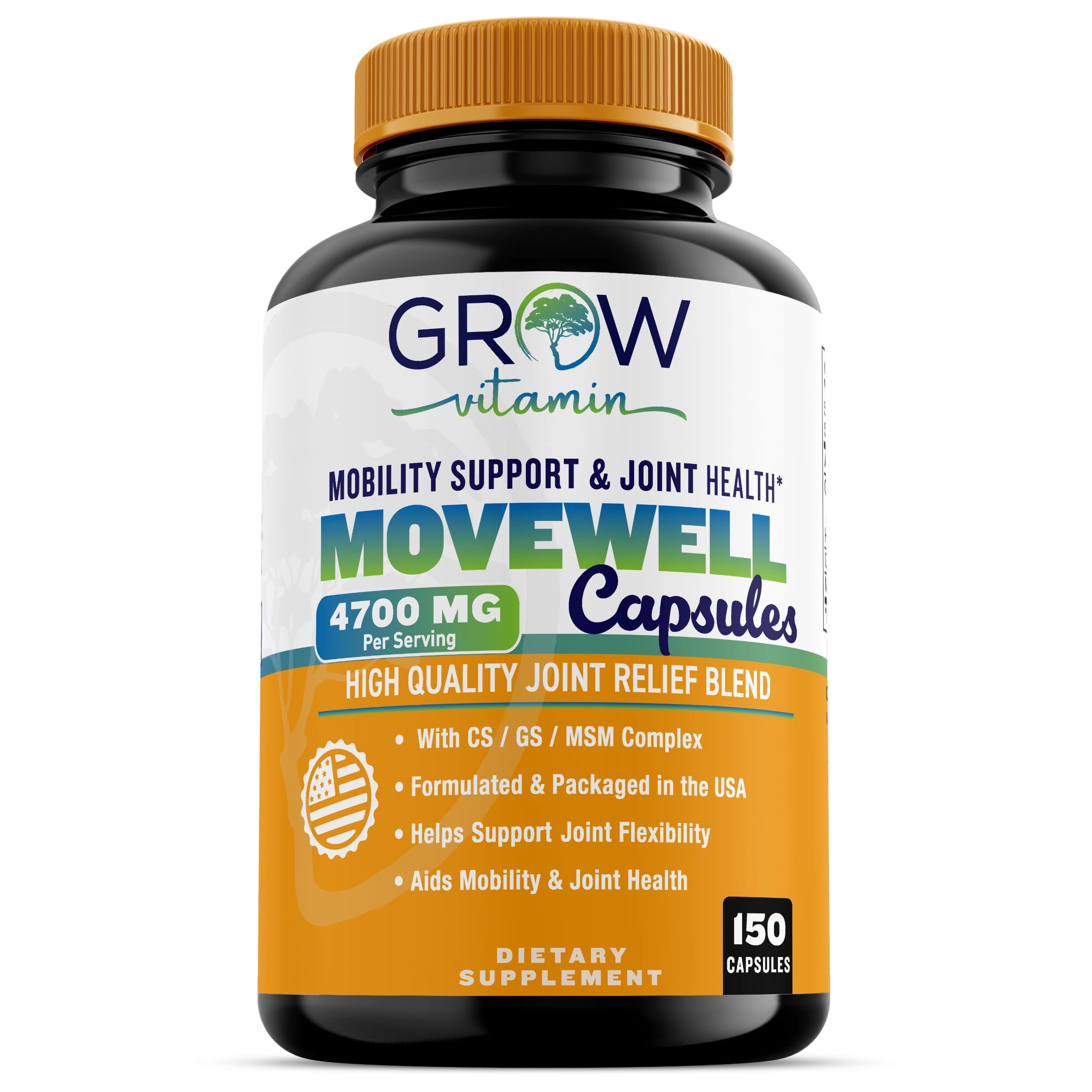 Grow Vitamin FLEXVITA Joint Support Supplement with Chondroitin, Glucosamine, MSM, Non-GMO Formula