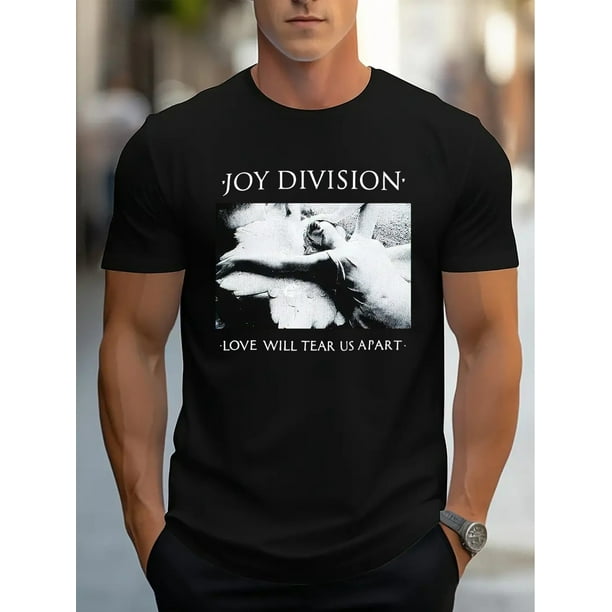 Joy Division Graphic T-Shirt Men'S Cotton Knit Regular Fit Crew Neck Short Sleeve Casual Sports Tee with "Love Will Tear Us Apart" Print for Summer, Casual Sporty Tee, Summer Gifts