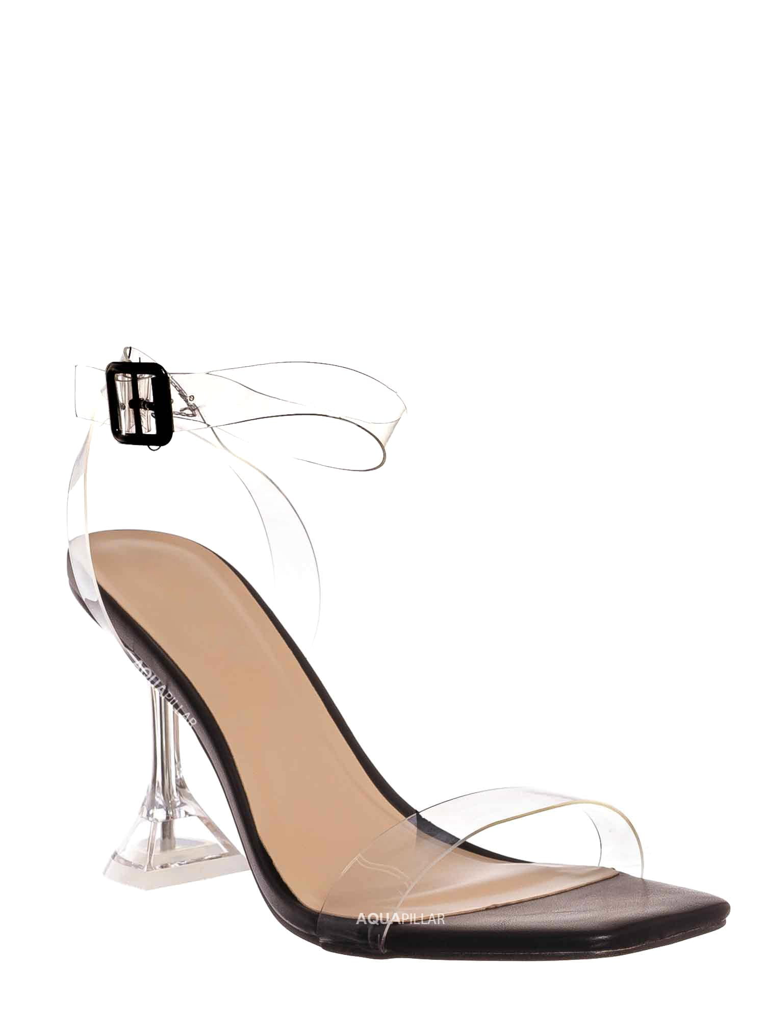 Clear High Heel Glass Sandal, Women Lucite Vinyl Shoe