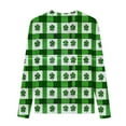 thumbnail image 4 of Girls St Patricks Day Shirt Light Blue Long Sleeve Clover Print Gingham Top Soft Stretch Polyester Spandex Holiday Party School Sizes 3-14 Years,Size 4-5 T, 4 of 4
