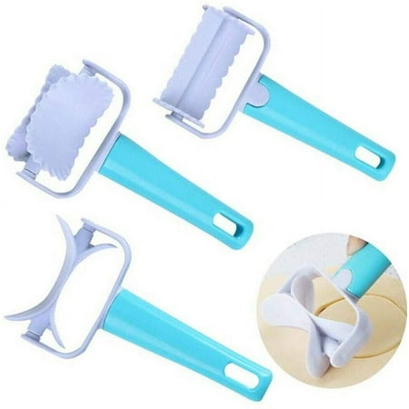 

Ravioli Maker Stamp Cutter with Roller Wheel Set - Pasta Maker Mold Ravioli Cutter and Press Stamp for Pasta Dumplings Lasagna Pierogi - 3 Set Blue
