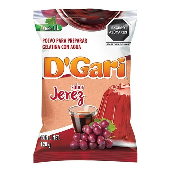 Polvo para preparar gelatina D' Gari de agua sabor jerez 120 g