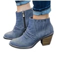 thumbnail image 3 of UTTOASFAY Clearance Shoes Women Boots,Winter New Warm Women's Shoes Thick Heel Zipper Ankle Boots Rollbacks, 3 of 4
